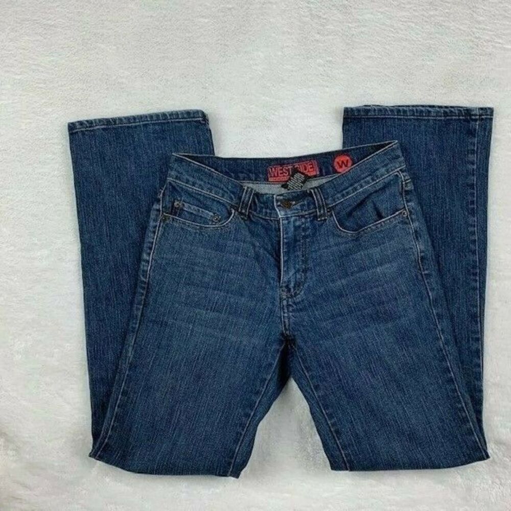 West Side Womens Jeans Size 2 Petite Medium Wash Straight Leg Stretch